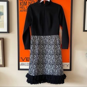 VTG 1960s Black Fringed Sweater Dress